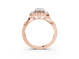 Rose gold Emerald Halo Diamond Engagement Ring with Twisted Band and Four-Prong Setting 3
