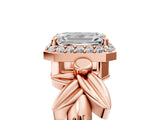 Rose gold Emerald Halo Diamond Floral Band with Four-Prong Setting_81