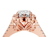 Rose gold Emerald Halo Diamond Floral Split Shank Engagement Ring 4