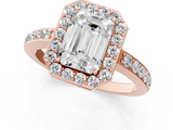 Rose gold Emerald Halo Diamond Pavé Band Ring with Prong Setting_21