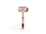 Rose gold Emerald Halo Diamond Pavé Band Ring with Prong Setting_22