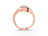 Rose gold Emerald Halo Diamond Pavé Band Ring with Prong Setting_23