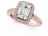 Rose gold Emerald Halo Diamond Pavé Solitaire Ring_52