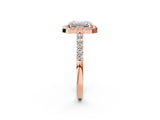 Rose gold Emerald Halo Diamond Pavé Solitaire Ring_53