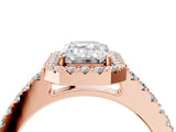 Rose gold Emerald Halo Diamond Pavé Solitaire Ring_55