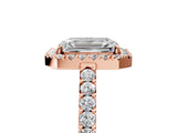 Rose gold Emerald Halo Diamond Pavé Solitaire Ring_56