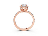 Rose gold Emerald Halo Diamond Pave Band Ring with Four-Prong Setting_18