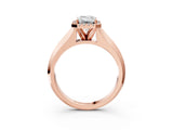 Rose gold Emerald Halo Diamond Ring with Cathedral Band and Four-Prong Setting_64