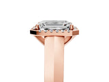Rose gold Emerald Halo Diamond Ring with Cathedral Band and Four-Prong Setting_66