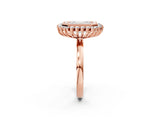 Rose gold Emerald Halo Diamond Ring with Milgrain Edge and Round Prong Setting_26