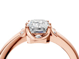 Rose gold Emerald Halo Diamond Ring with Round Cluster Setting, Solitaire Band, and Four-Prong Setting_53