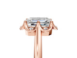 Rose gold Emerald Halo Diamond Ring with Round Cluster Setting, Solitaire Band, and Four-Prong Setting_54