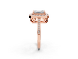 Rose gold Emerald Halo Diamond Ring with Split Shank and Four-Prong Setting_33