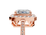 Rose gold Emerald Halo Diamond Ring with Split Shank and Four-Prong Setting_37