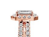 Rose gold Emerald Halo Diamond Split Shank Engagement Ring with Prong Setting_80