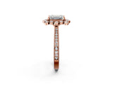 Rose gold Emerald Halo Milgrain Pave Diamond Ring with Four-Prong Setting 2