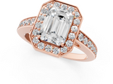 Rose gold Emerald Halo Pavé Diamond Engagement Ring with Bezel Setting_21