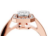 Rose gold Emerald Halo Pavé Diamond Engagement Ring with Bezel Setting_24
