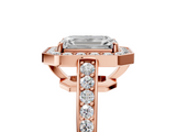Rose gold Emerald Halo Pavé Diamond Engagement Ring with Bezel Setting_25