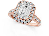 Rose gold Emerald Halo Pavé Diamond Engagement Ring with Four-Prong Setting_27