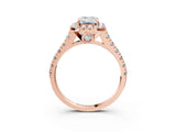 Rose gold Emerald Halo Pavé Diamond Engagement Ring with Four-Prong Setting_29