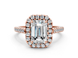 Rose gold Emerald Halo Pavé Diamond Engagement Ring with Four-Prong Setting_3