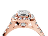 Rose gold Emerald Halo Pavé Diamond Engagement Ring with Four-Prong Setting_30