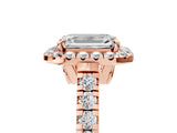 Rose gold Emerald Halo Pavé Diamond Engagement Ring with Four-Prong Setting_31