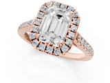 Rose gold Emerald Halo Pavé Diamond Engagement Ring with Four-Prong Setting_4
