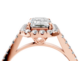 Rose gold Emerald Halo Pavé Diamond Engagement Ring with Four-Prong Setting_7