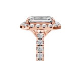 Rose gold Emerald Halo Pavé Diamond Engagement Ring with Four-Prong Setting_8