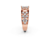 Rose gold Emerald Halo Pave Diamond Engagement Ring with Milgrain Detailing_52