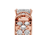 Rose gold Emerald Halo Pave Diamond Engagement Ring with Milgrain Detailing_55