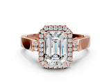 Rose gold Emerald Halo Pave Split Shank Prong Setting Ring_81