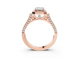 Rose gold Emerald Halo Pave Split Shank Prong Setting Ring_84