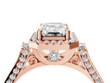 Rose gold Emerald Halo Pave Split Shank Prong Setting Ring_85