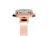 Rose gold Emerald Halo Pave Split Shank Prong Setting Ring_86