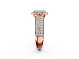 Rose gold Emerald Halo Round Diamond Pave Band with Prong Setting 2
