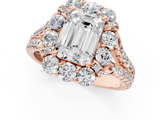 Rose gold Emerald Halo Split Shank Diamond Engagement Ring with Pave Band and Four-Prong Setting_55