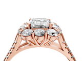 Rose gold Emerald Halo Split Shank Diamond Engagement Ring with Pave Band and Four-Prong Setting_58