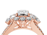 Rose gold Emerald Halo Split Shank Diamond Engagement Ring with Prong Setting_24