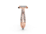Rose gold Emerald Halo Split Shank Diamond Ring with Pavé Setting_28