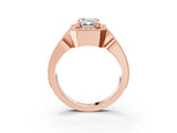Rose gold Emerald Halo Split Shank Milgrain Diamond Ring_29