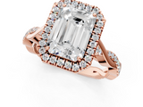 Rose gold Emerald Halo Twist Band Solitaire Ring_21