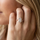 Rose gold Emerald Halo Twist Band with Four-Prong Setting_5