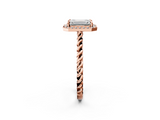 Rose gold Emerald Halo Twisted Band Four-Prong Diamond Ring_22