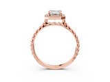 Rose gold Emerald Halo Twisted Band Four-Prong Diamond Ring_23