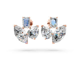 Rose gold Emerald, Marquise and Pear Diamond Mosaic Three Stone Fan Earrings_40
