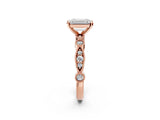 Rose gold Emerald Milgrain Bezel Diamond Engagement Ring with Solitaire Prong Setting_189