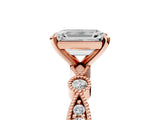 Rose gold Emerald Milgrain Bezel Diamond Engagement Ring with Solitaire Prong Setting_192